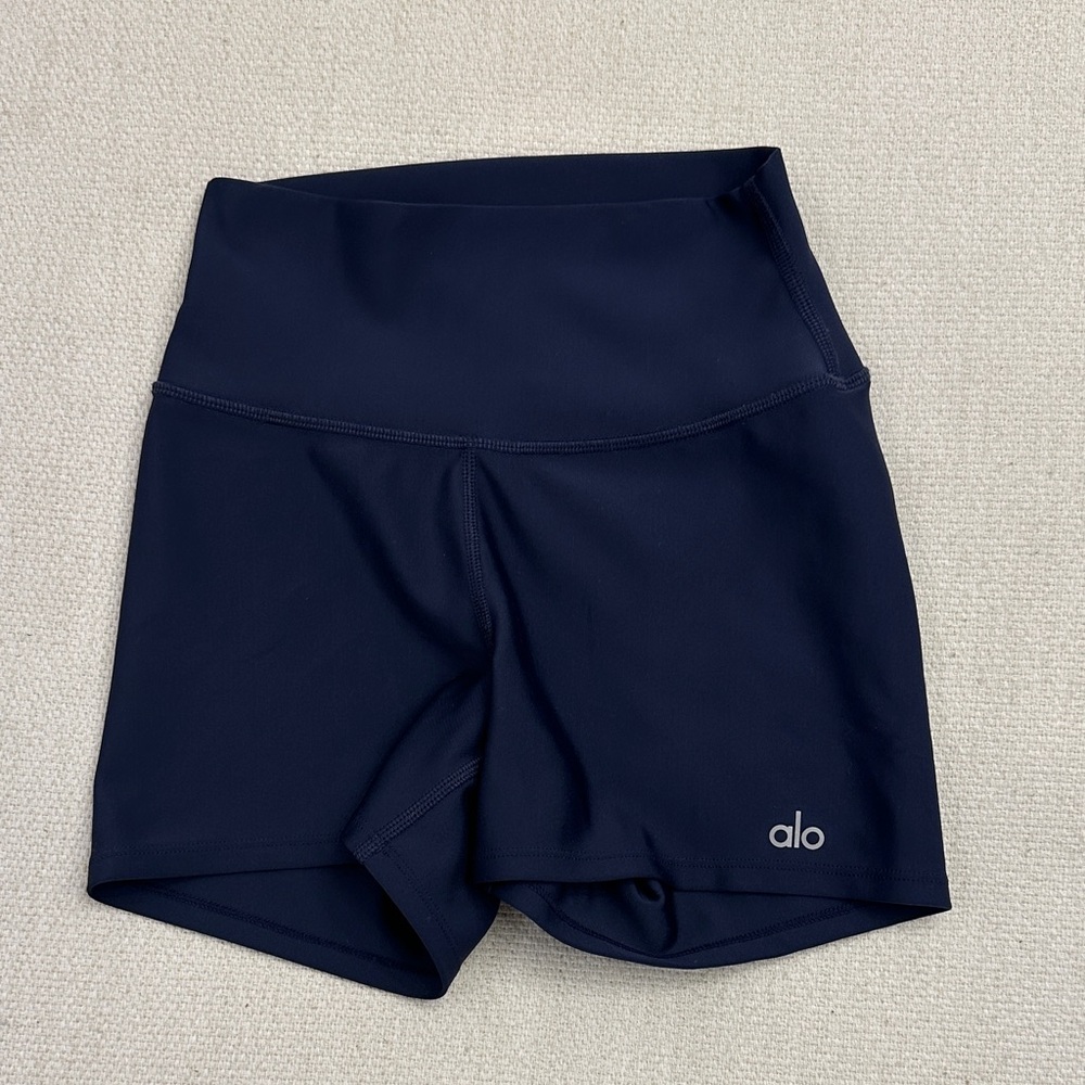 ALO Yoga Women's Dark Blue High-Waist Bike Shorts - xs